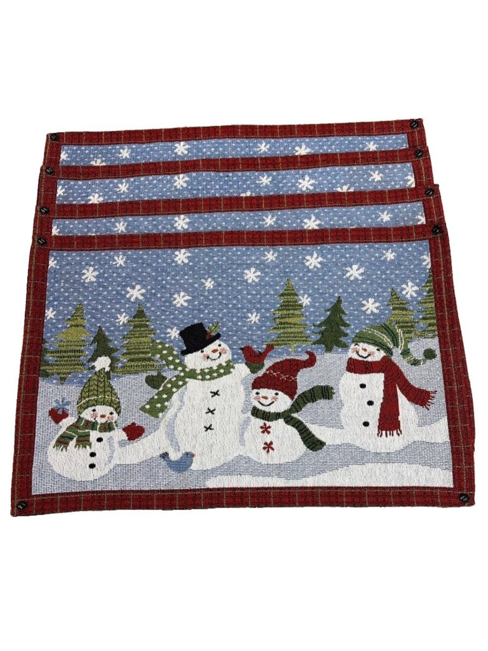 Set of 4 Christmas Snowman Tapestry Placemats 19X12 Colorful Winter Snow Holiday